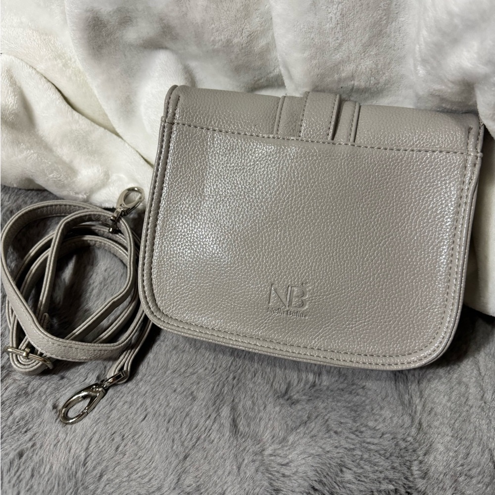 Nella bell Collection Gray Leather Crossbody Bag